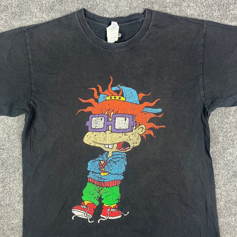 Port & Company Rugrats T-Shirt Mens M Black Chuckie 90s Cartoon Graphic